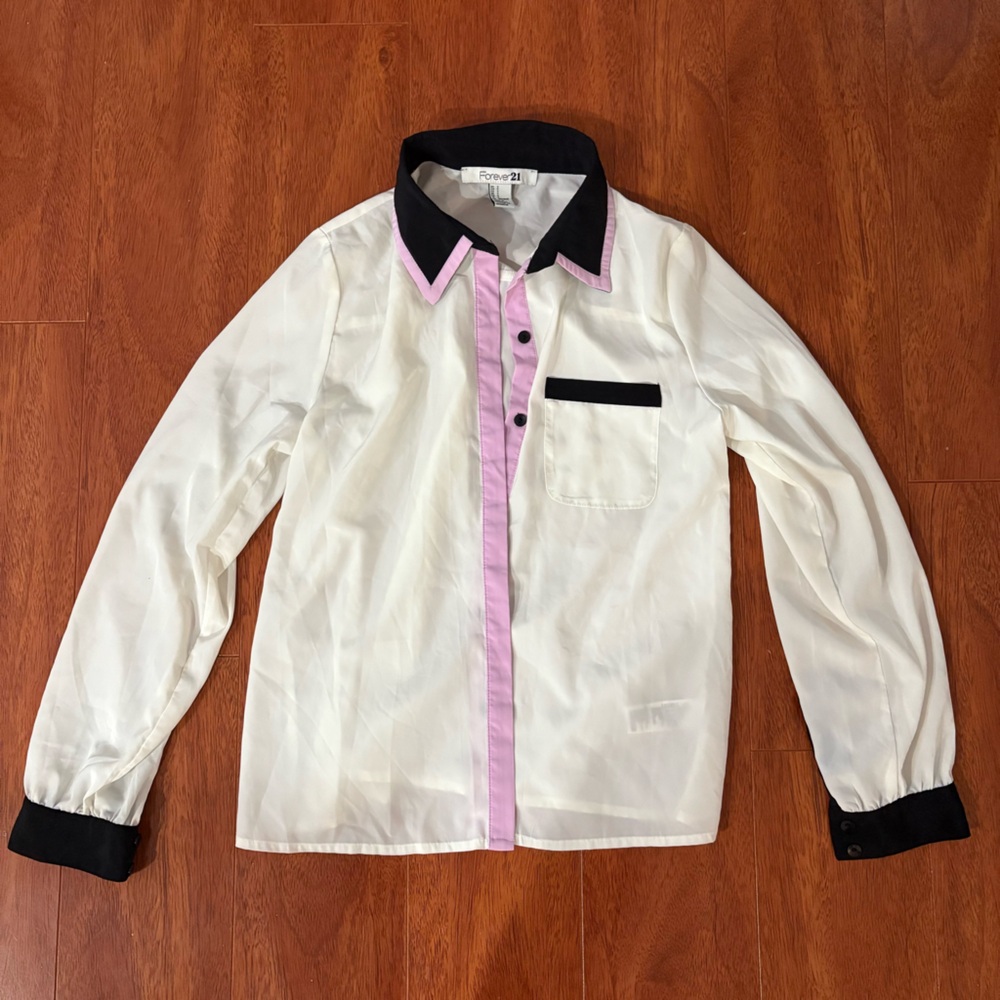 Forever 21 Black and White Button Down Shirt